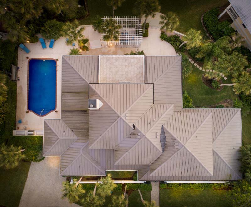 Aerial view of a beach home
